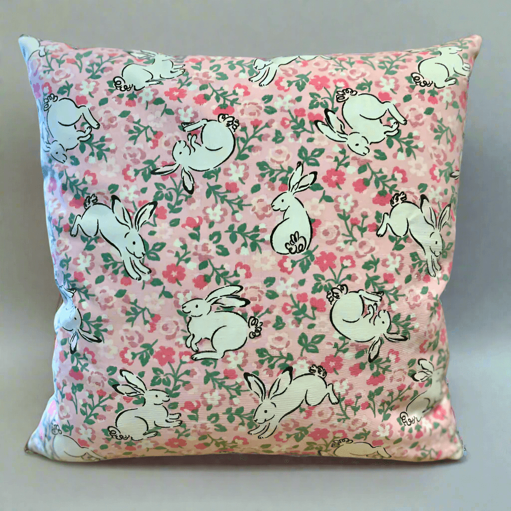 Sew Chic - Cath Kidston Jumping Bunnies Cushion Cover - Petal Velvet Back - Sew Chic Interiors