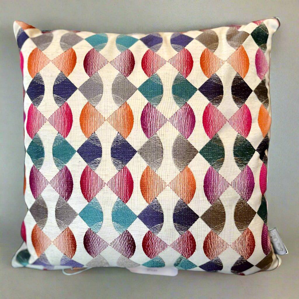 Sew Chic - Jab Harlequin Geometric Cushion Cover - Mallard Green Velvet Back - Sew Chic Interiors
