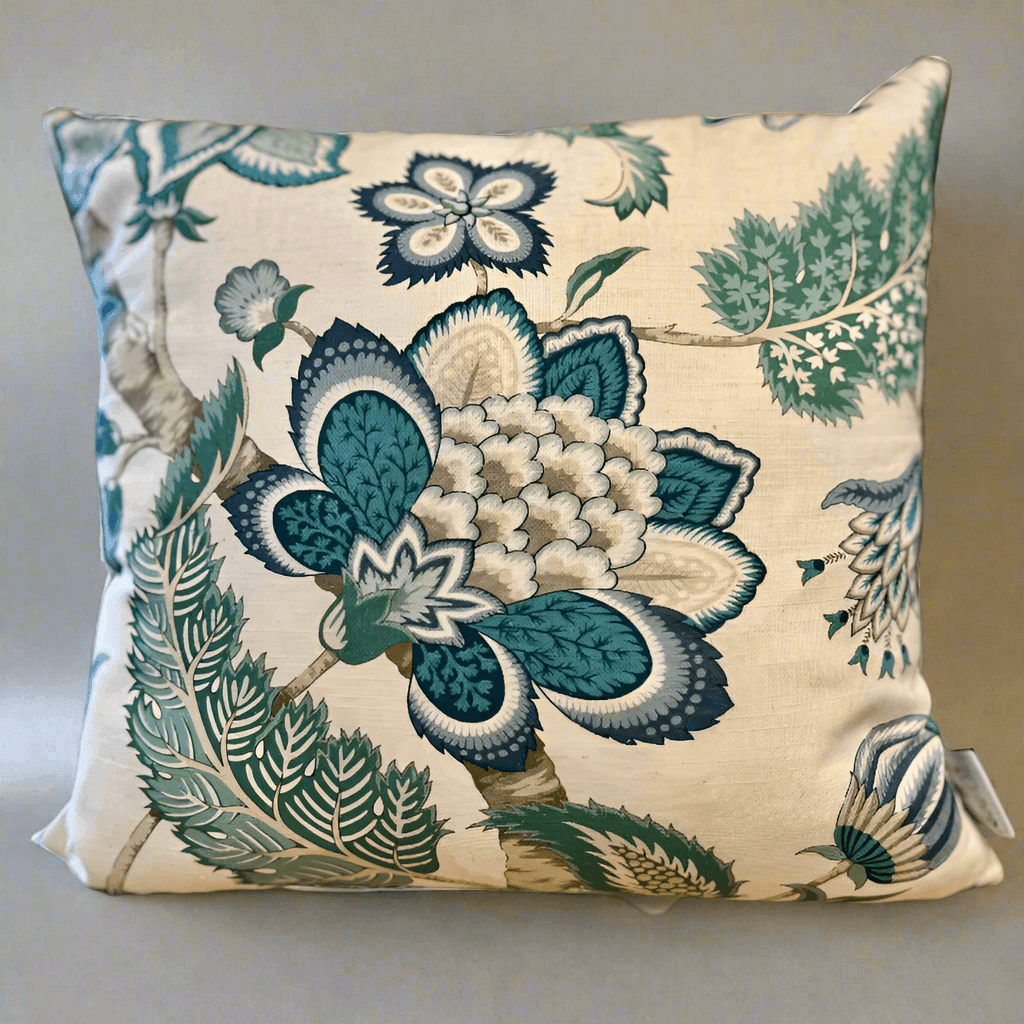 Sew Chic - Sandersons Icaria Turquoise Cushion Cover - Teal Velvet Back - Sew Chic Interiors
