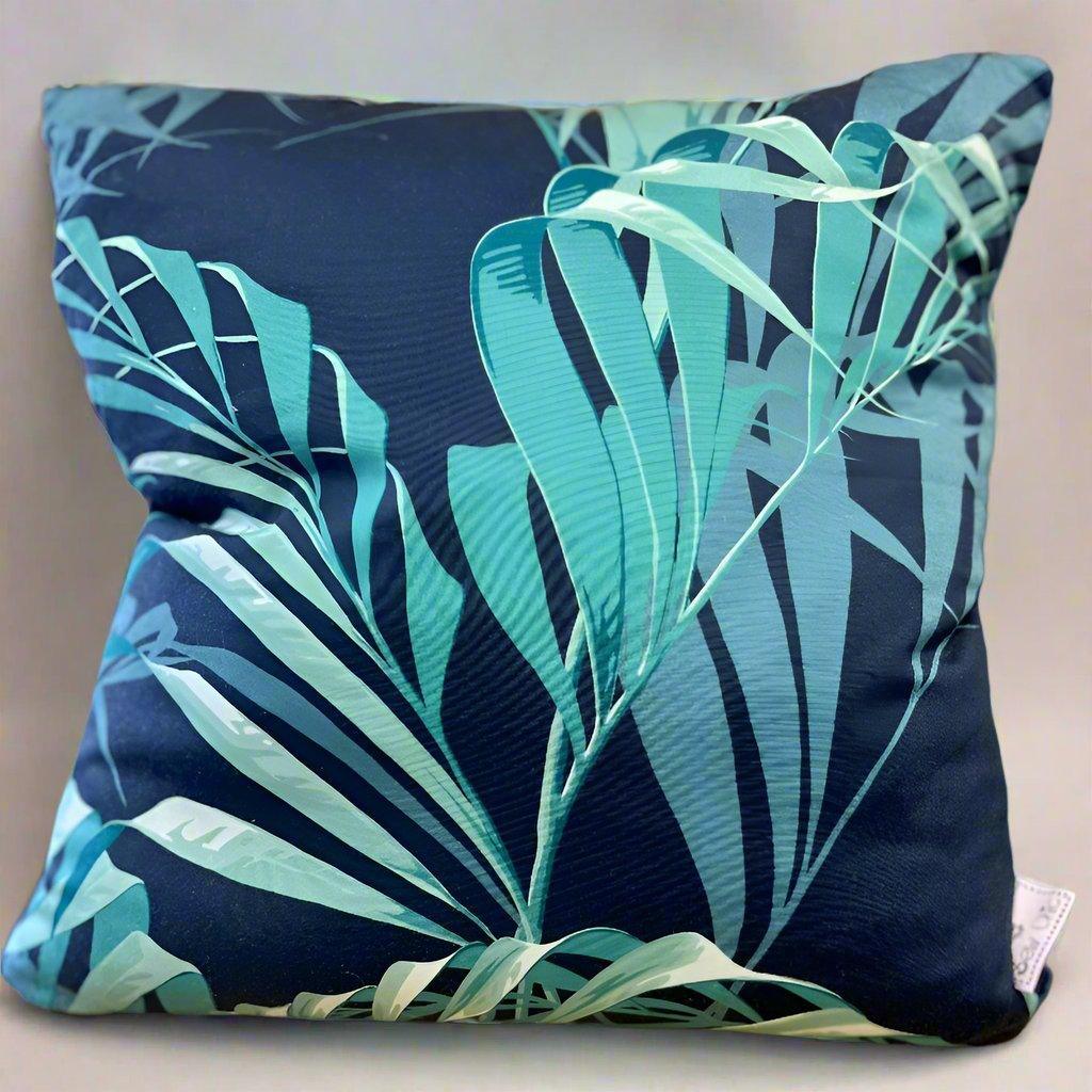 Sew Chic - Sandersons Palm Ink Teal Cushion Cover - Teal Velvet Back - Sew Chic Interiors