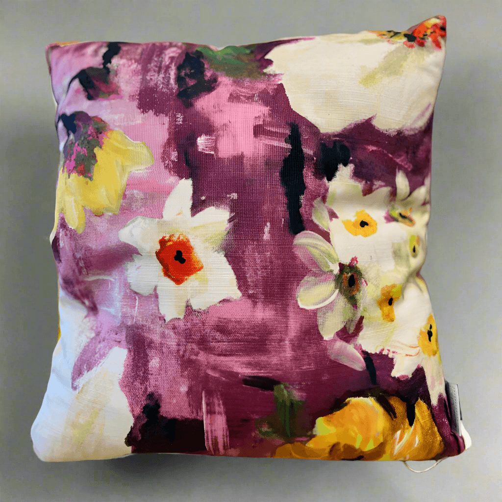 Sew Chic - PT Fabrics Pink Floral Cushion Cover - Pink Velvet Back - Sew Chic Interiors