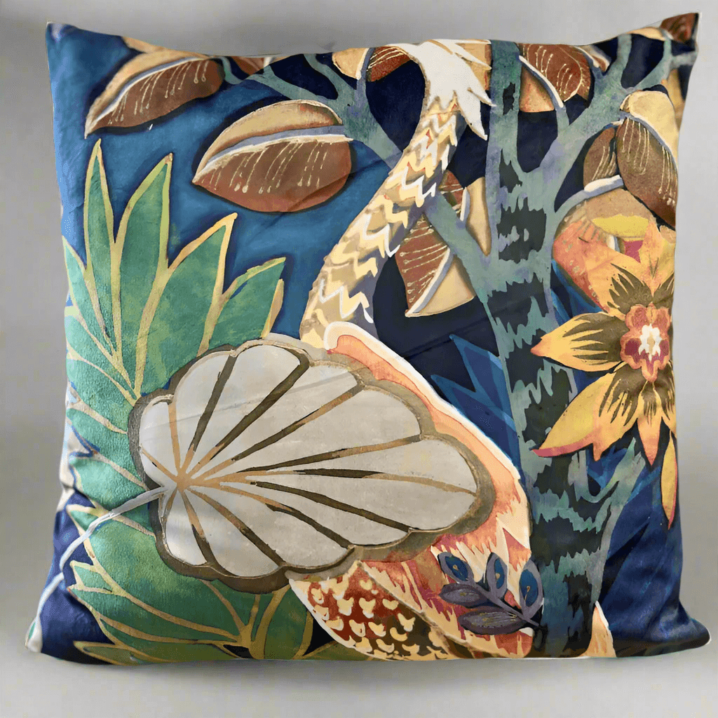 Sew Chic - PT Fabrics Hidden Paradise Midnight Cushion Cover - Grape Velvet Back - Sew Chic Interiors