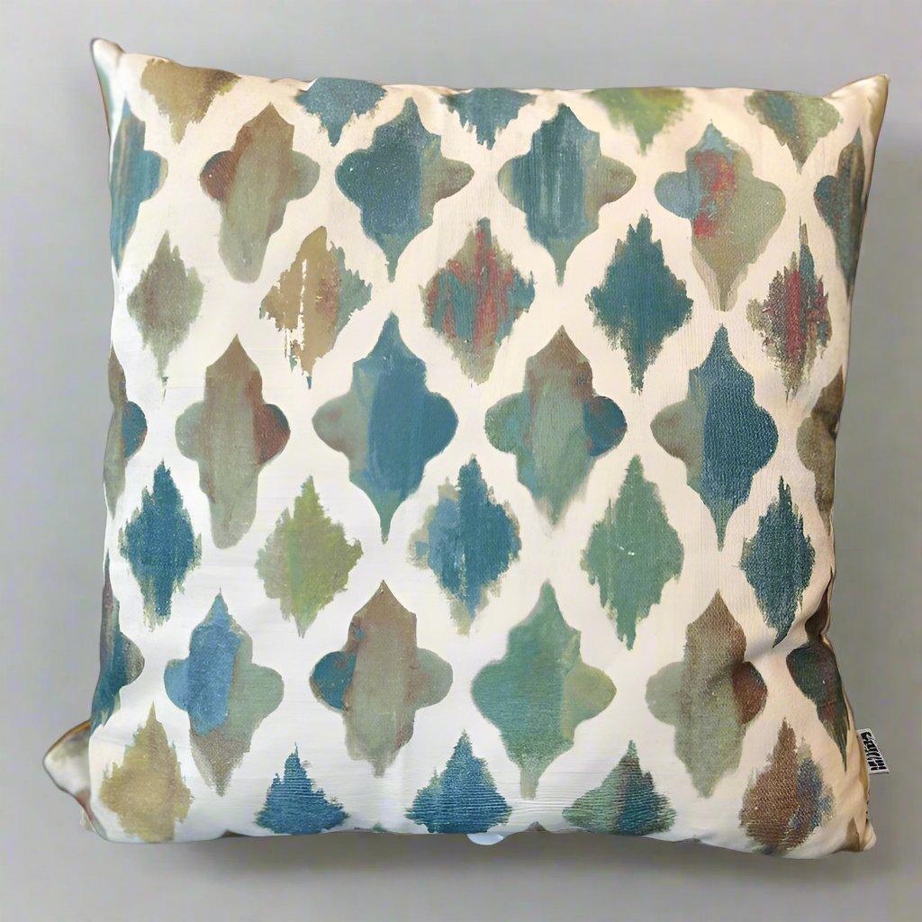 Sew Chic - PT Fabrics Abstract Blue Cushion - Tumeric Velvet Back - Sew Chic Interiors