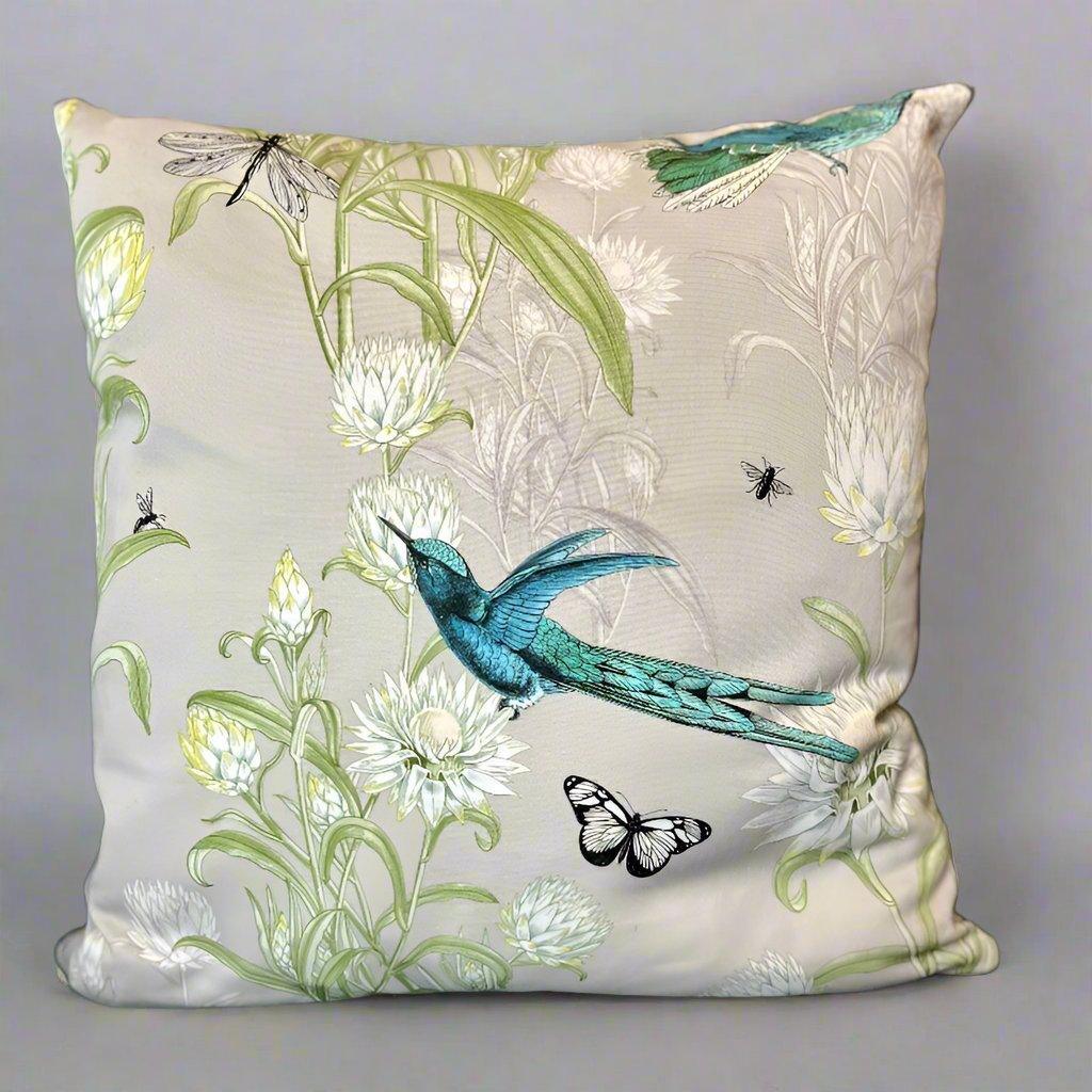 Sew Chic - Designers Guild Hummingbird Silver Grey Cushion Cover - Mallard Velvet Back - Sew Chic Interiors