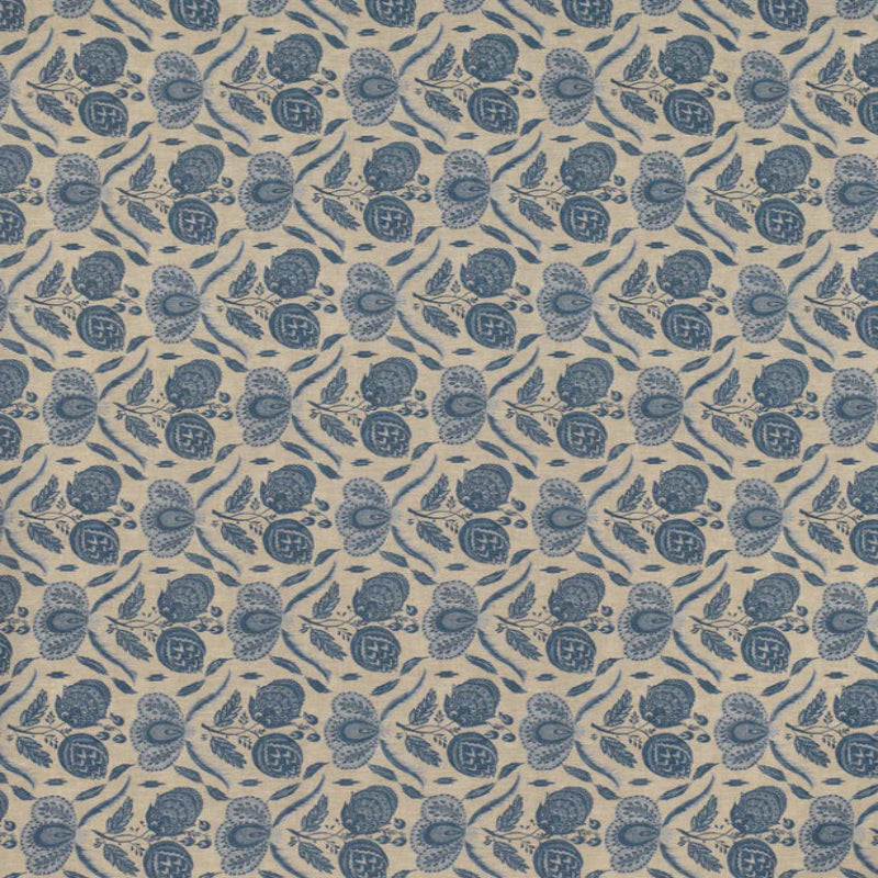 Cabbages & Roses - Martha Navy on Natural Linen