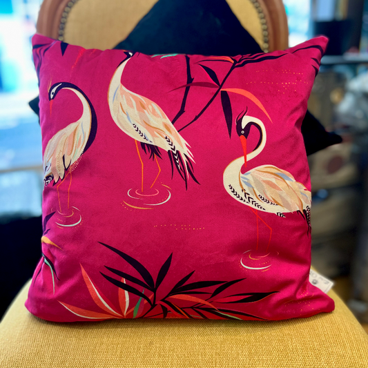 Sew Chic - Sarah Miller Heron Velvet Fuschia Cushion Cover