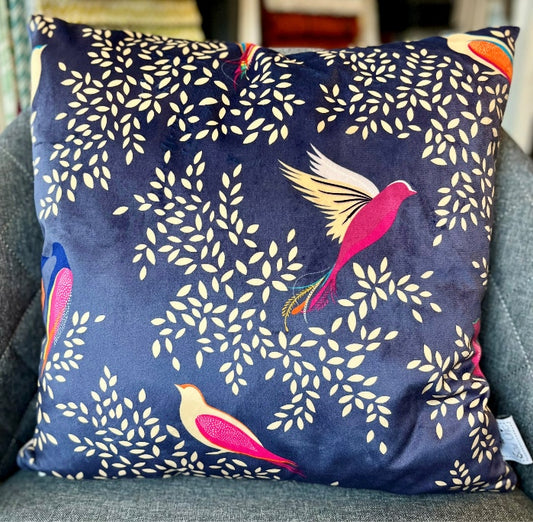 Sew Chic - Sarah Miller Hummingbird Deep Navy Velvet Cushion Cover