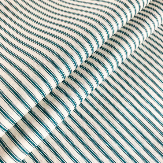 Bluebellgray - Ticking Stripe Peacock Fabric - Sew Chic Interiors