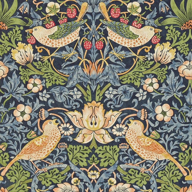 Morris & Co - Strawberry Thief - Indigo / Mineral - Wallpaper